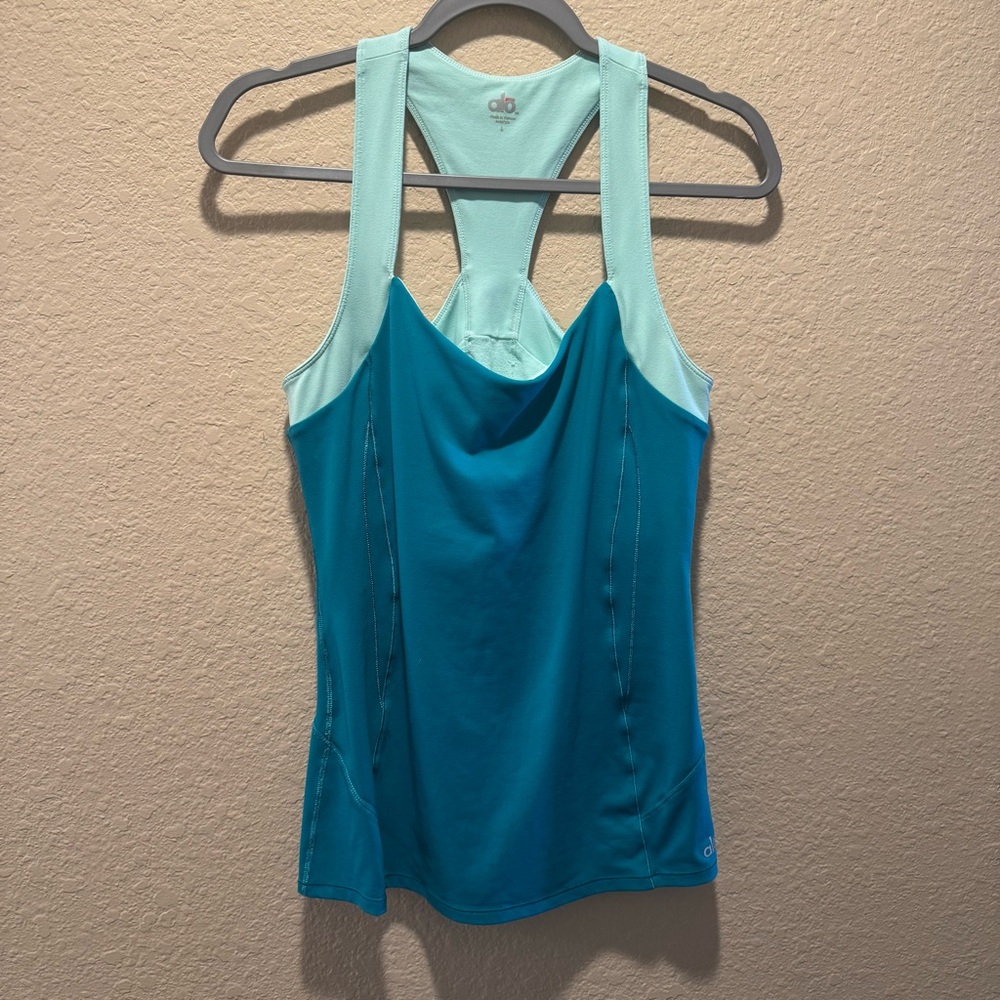 ALO Yoga Teal and Mint Racerback Tank Top